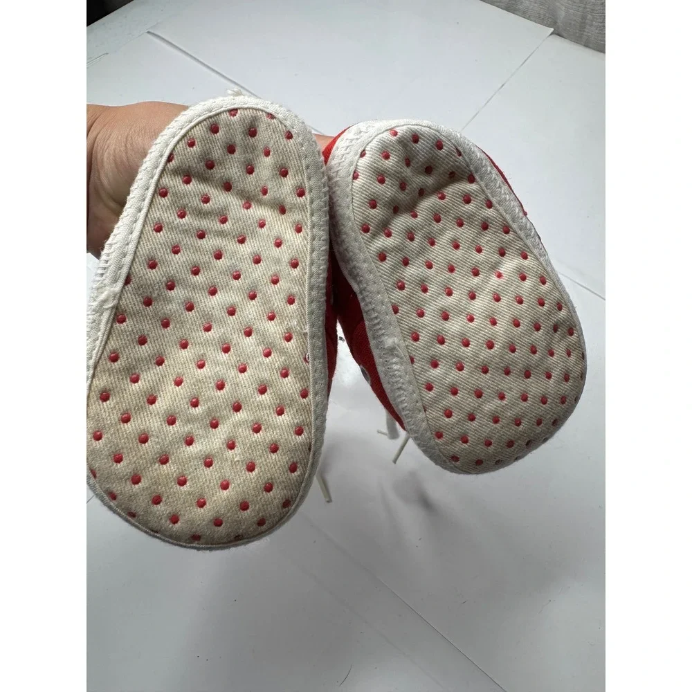 Gold Bug Baby Boys Red Canvas Soft Sole Crib Shoes Sneakers Size 1